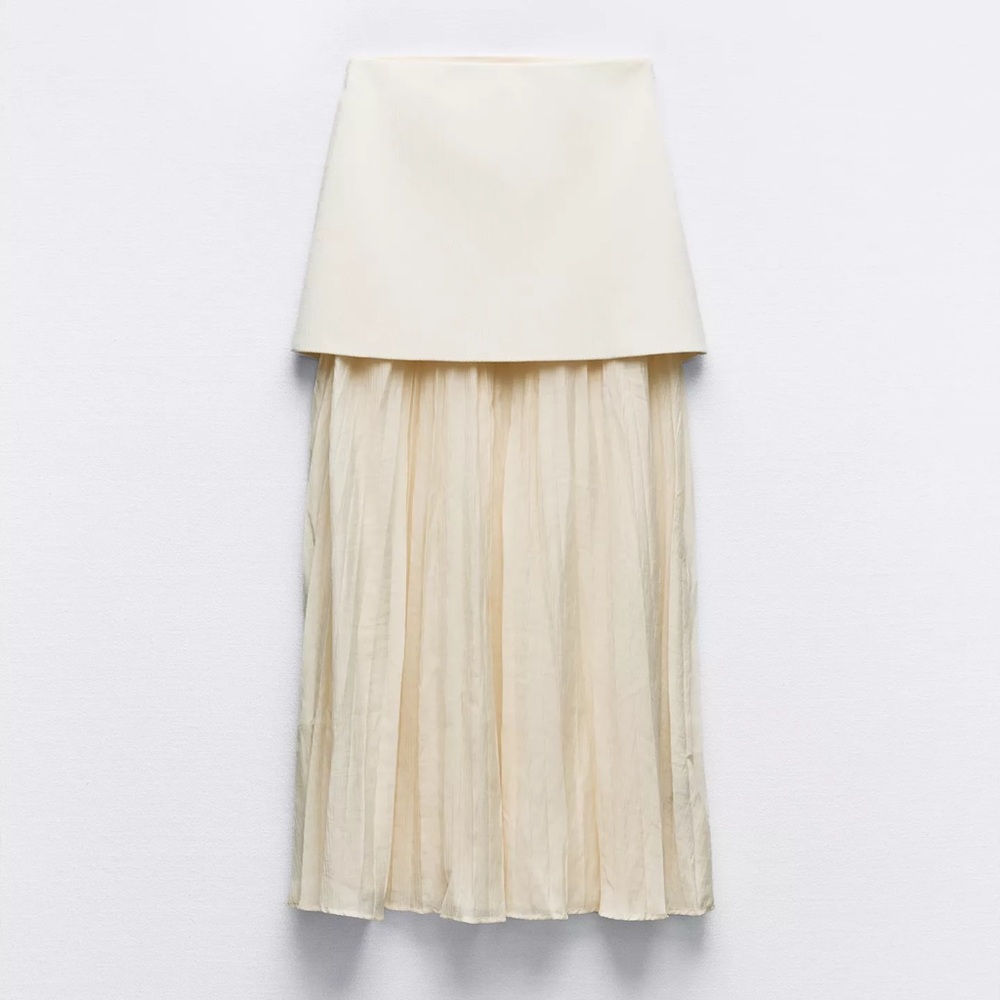 ZARA Cream mixed knit skirt